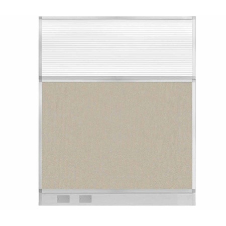 Versare Hush Panel Configurable Cubicle Partition 5' x 6' Sand Fabric Clear Fluted Window w/ Cable Channel 1856416-1